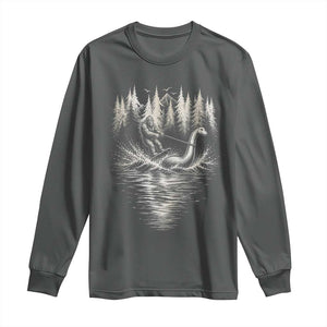 Funny Bigfoot Water Skiing Behind Nessie Long Sleeve Shirt Cryptid Lover
