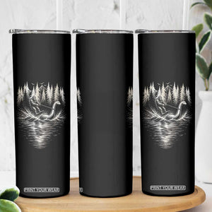 Funny Bigfoot Water Skiing Behind Nessie Skinny Tumbler Cryptid Lover