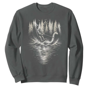 Funny Bigfoot Water Skiing Behind Nessie Sweatshirt Cryptid Lover