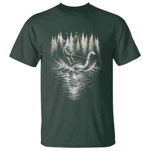 Funny Bigfoot Water Skiing Behind Nessie T Shirt Cryptid Lover