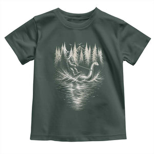 Funny Bigfoot Water Skiing Behind Nessie Toddler T Shirt Cryptid Lover