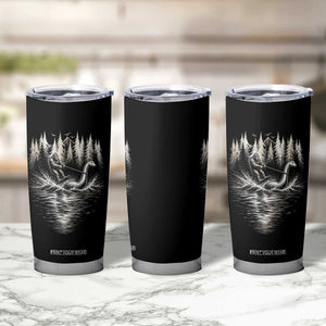Funny Bigfoot Water Skiing Behind Nessie Tumbler Cup Cryptid Lover