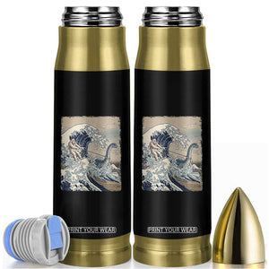 Funny Bigfoot Water Skiing Behind Nessie Bullet Tumbler Ukiyoe Inspired Wave Art