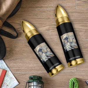 Funny Bigfoot Water Skiing Behind Nessie Bullet Tumbler Ukiyoe Inspired Wave Art