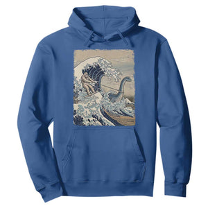 Funny Bigfoot Water Skiing Behind Nessie Hoodie Ukiyoe Inspired Wave Art