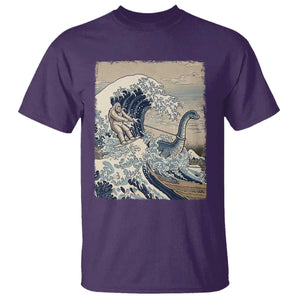 Funny Bigfoot Water Skiing Behind Nessie T Shirt Ukiyoe Inspired Wave Art