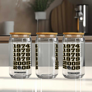 Six Historic Championship Seasons Glass Can Vintage Football Fan Graphic