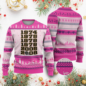 Six Historic Championship Seasons Ugly Christmas Sweater Vintage Football Fan Graphic