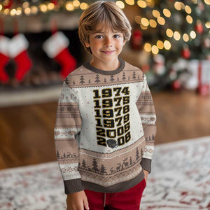Six Historic Championship Seasons Ugly Christmas Sweater Vintage Football Fan Graphic