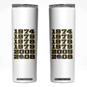 Six Historic Championship Seasons Skinny Tumbler Vintage Football Fan Graphic