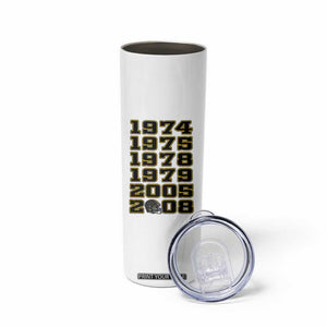Six Historic Championship Seasons Skinny Tumbler Vintage Football Fan Graphic