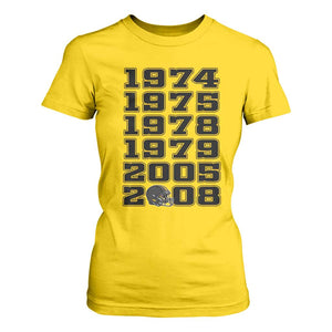 Six Historic Championship Seasons T Shirt For Women Vintage Football Fan Graphic