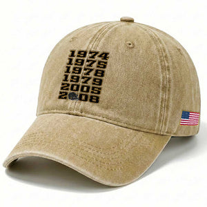 Six Historic Championship Seasons Washed Cotton Baseball Cap Vintage Football Fan Graphic