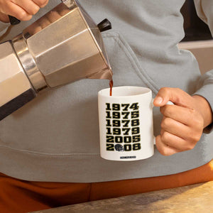 Six Historic Championship Seasons Coffee Mug Vintage Football Fan Graphic