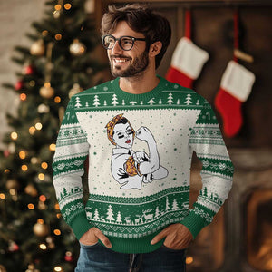 We Can Do It Game Day Ugly Christmas Sweater Rosie The Riveter Strong Woman Football Fan