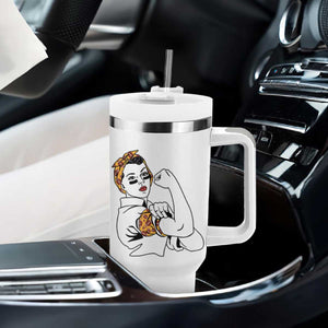We Can Do It Game Day Tumbler With Handle Rosie The Riveter Strong Woman Football Fan