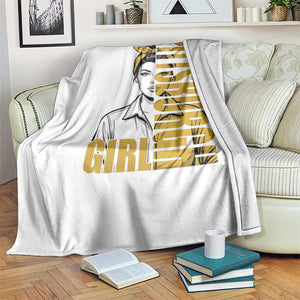 Strong Woman Football Game Day Throw Blanket Black And Gold City Pride