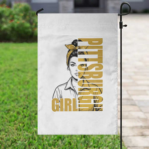 Strong Woman Football Game Day Garden Flag Black And Gold City Pride