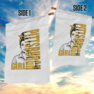 Strong Woman Football Game Day Garden Flag Black And Gold City Pride