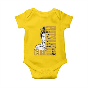 Strong Woman Football Game Day Baby Onesie Black And Gold City Pride
