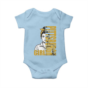 Strong Woman Football Game Day Baby Onesie Black And Gold City Pride