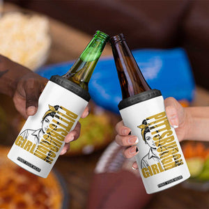 Strong Woman Football Game Day 4 in 1 Can Cooler Tumbler Black And Gold City Pride