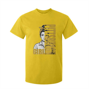 Strong Woman Football Game Day T Shirt For Kid Black And Gold City Pride