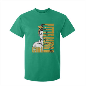 Strong Woman Football Game Day T Shirt For Kid Black And Gold City Pride