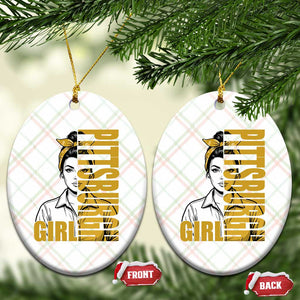Strong Woman Football Game Day Ceramic Ornament Black And Gold City Pride