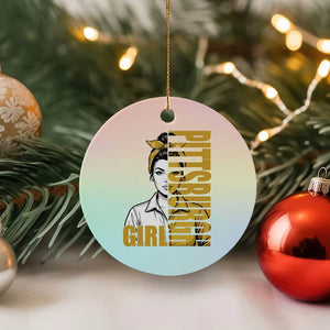 Strong Woman Football Game Day Ceramic Ornament Black And Gold City Pride