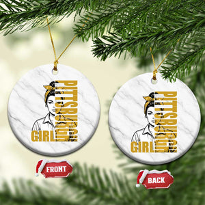 Strong Woman Football Game Day Ceramic Ornament Black And Gold City Pride