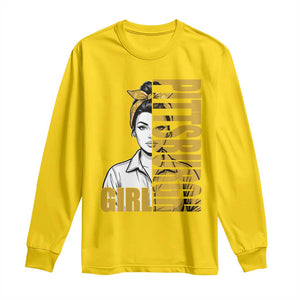 Strong Woman Football Game Day Long Sleeve Shirt Black And Gold City Pride