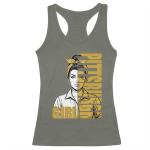 Strong Woman Football Game Day Racerback Tank Top Black And Gold City Pride