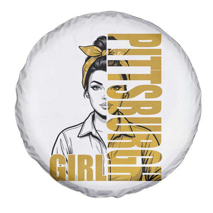 Strong Woman Football Game Day Spare Tire Cover Black And Gold City Pride