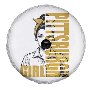 Strong Woman Football Game Day Spare Tire Cover Black And Gold City Pride