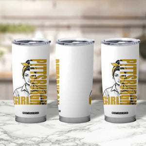 Strong Woman Football Game Day Tumbler Cup Black And Gold City Pride