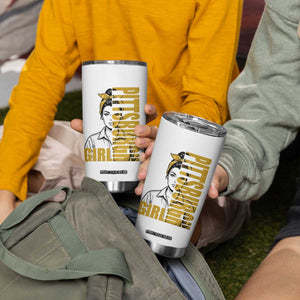 Strong Woman Football Game Day Tumbler Cup Black And Gold City Pride