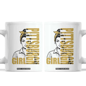 Strong Woman Football Game Day Coffee Mug Black And Gold City Pride