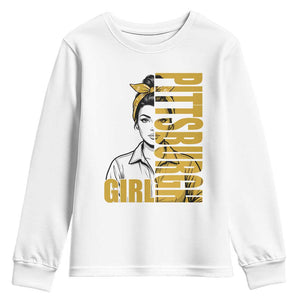 Strong Woman Football Game Day Youth Sweatshirt Black And Gold City Pride