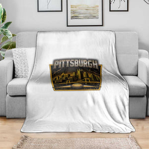 Pittsburgh Skyline Crest Graphic Throw Blanket Football Lover Gift