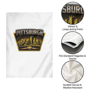 Pittsburgh Skyline Crest Graphic Garden Flag Football Lover Gift