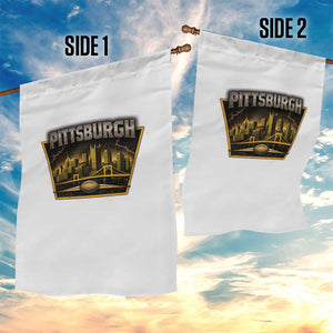 Pittsburgh Skyline Crest Graphic Garden Flag Football Lover Gift
