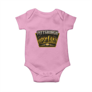 Pittsburgh Skyline Crest Graphic Baby Onesie Football Lover Gift