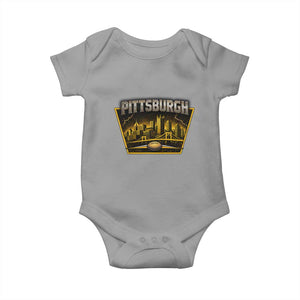 Pittsburgh Skyline Crest Graphic Baby Onesie Football Lover Gift
