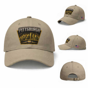 Pittsburgh Skyline Crest Graphic Baseball Cap Football Lover Gift