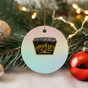 Pittsburgh Skyline Crest Graphic Ceramic Ornament Football Lover Gift