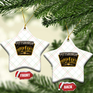 Pittsburgh Skyline Crest Graphic Ceramic Ornament Football Lover Gift