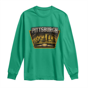 Pittsburgh Skyline Crest Graphic Long Sleeve Shirt Football Lover Gift