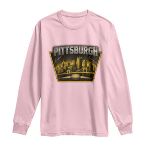 Pittsburgh Skyline Crest Graphic Long Sleeve Shirt Football Lover Gift