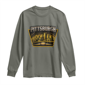 Pittsburgh Skyline Crest Graphic Long Sleeve Shirt Football Lover Gift